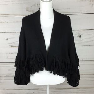 🆕BCBG Maxazria Black fringe long sleeve size Lg